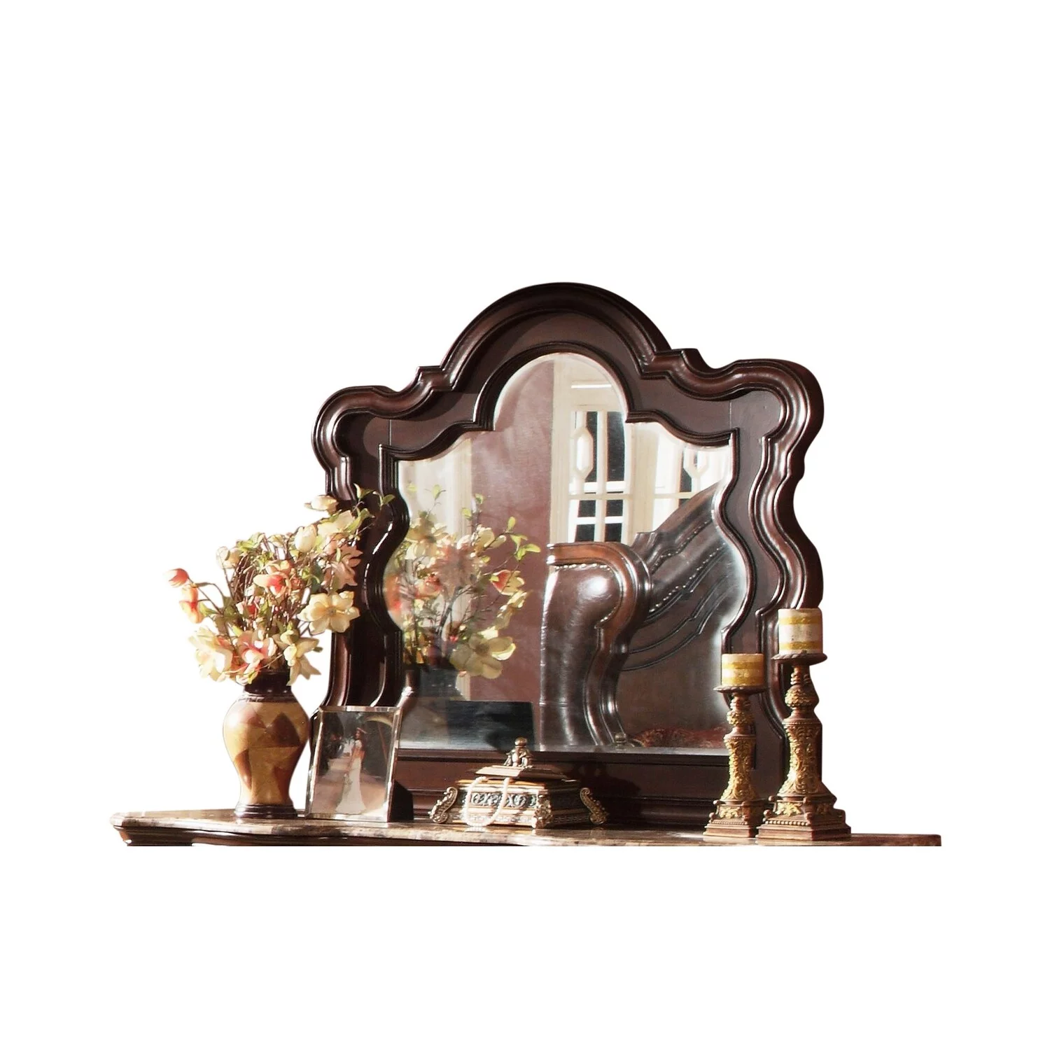 Galaxy Home Furnishings Bella Solid Wood Mirror in Dark Walnut