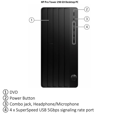 HP Business Desktop Computer, Intel Core i3-12100 4-core Processor, 16GB Memory, 512GB SSD Storage, 4K Display Output, DVD, HDMI, Wi-Fi & Bluetooth, Windows 11 Pro, Includes Mouse & Keyboard