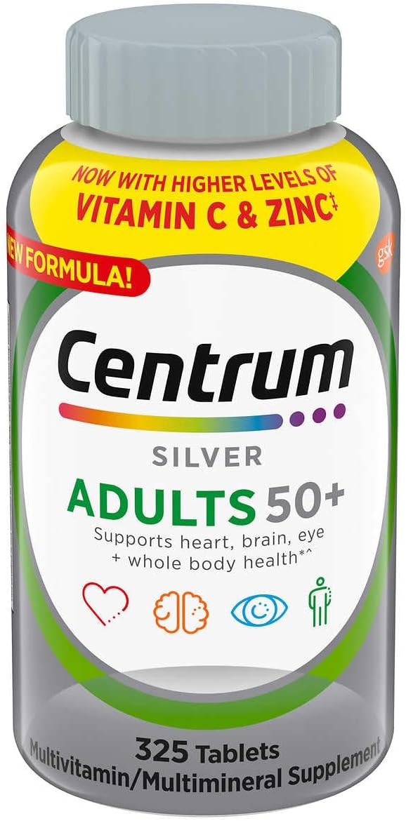Centrum Silver Adults 50 Plus Multivitamin/Multimineral Supplement with Vitamin D3, B Vitamins, 325 Tablets (Pack of 1)