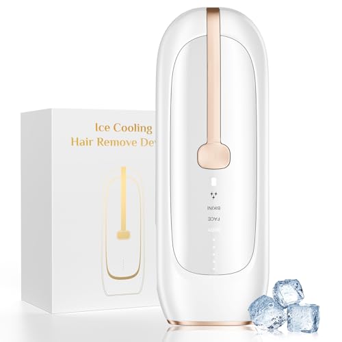 Painless Sapphire Ice Cooling IPL Laser Hair Removal Device for Women and Men Permanent, Unlimited Flashes, Alternative to Salon Hair Removal Safe at Home for Face Bikini Upper Lip Armpits Legs
