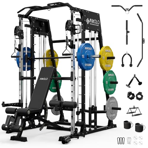 Mikolo M4 & M4 Ultra Smith Machine with Cable Crossover System, Multi-Function Power Cage Squat Rack for Home Gym, Power Rack and Packages