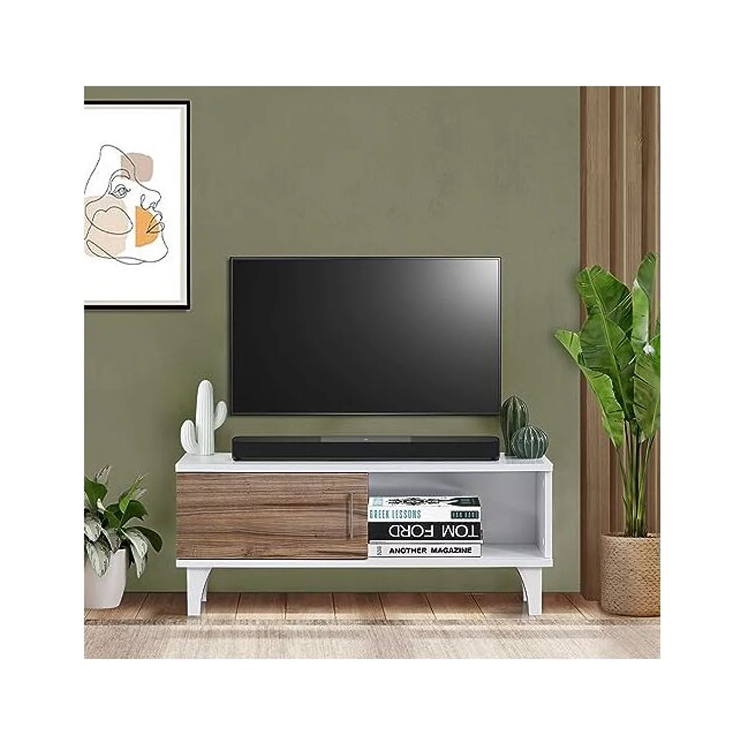 Atelier Mobili Small TV Stand - 38 Inch TV Stand for up to 55 inch TVs - Small Entertainment Center - Media Console