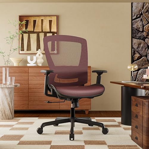 ELABEST Mesh Office Chair,Ergonomic Computer Desk Chair,Sturdy Task Chair- Adjustable Lumbar Support & Armrests,Tilt Function,Comfort Wide Seat,Swivel Home Office Chair (Black)