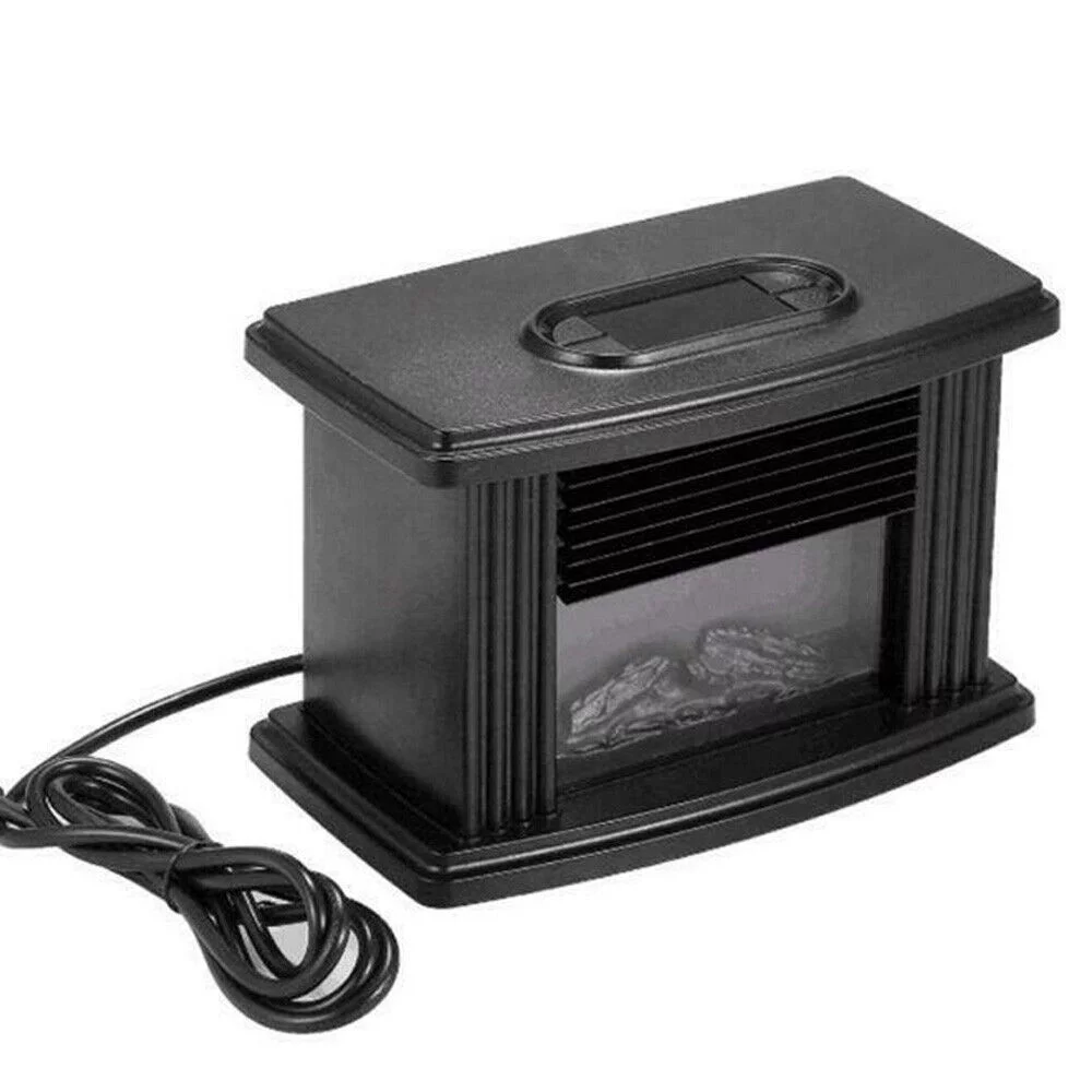 Oukaning Mini Heater,1000W Fireplace Heater Electric Stove with 3 gear Fast Heating System Aluminum(Black)