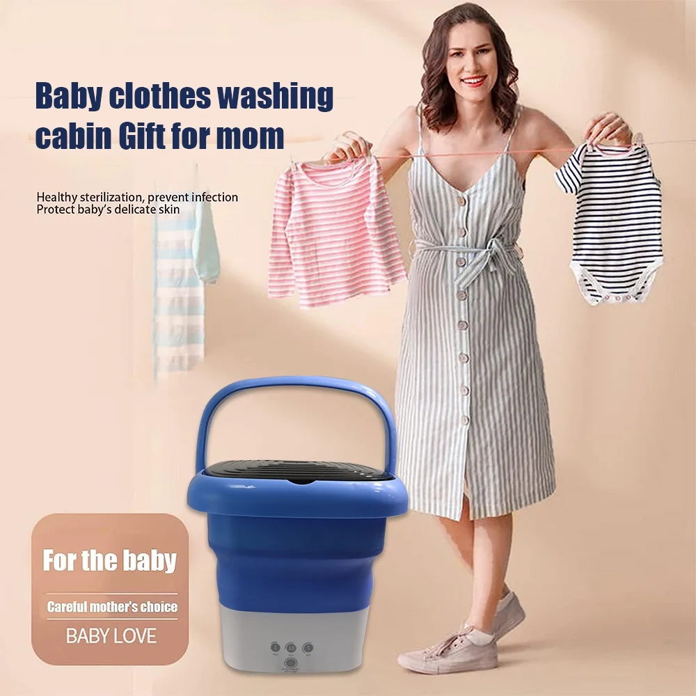 Portable Washing Machine, Foldable Mini Washer and Dryer Combo, Small Foldable Bucket Washer for Baby Clothes, Underwear or Small Items, Apartment, Dorm, Camping, RV Travel laundry