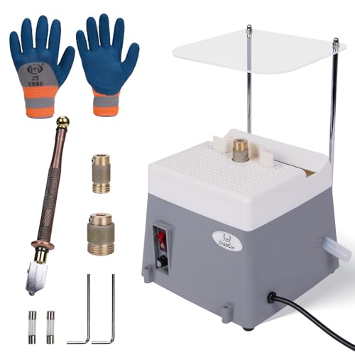 2-in-1 Stained Glass Grinder,Portable Precision Edge Angles (30°/45°/60°/90°) Shaping Drilling Grinder for Glass & Metal Arts,Tile,Marble,Ceramics,Jewelry Making,Mosaics Decoration