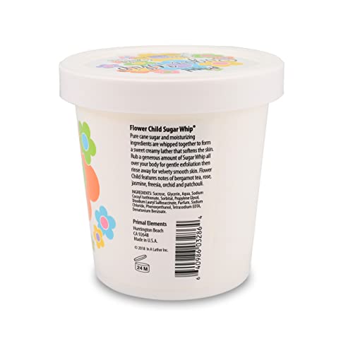 Primal Elements Sugar Scrub, Exfoliating Sugar Whip, Face and Body Cleanser, Moisturizer, Gingerbread, 10 oz Package