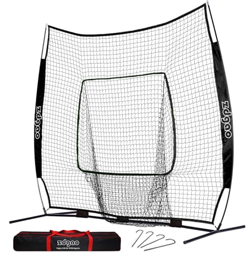 7×7ft Baseball Softball Practice Net- Portable Baseball Net for Batting, Hitting, Pitching Come with Carry Bag, Training for Players of Any Skill Level - Easy Setup
