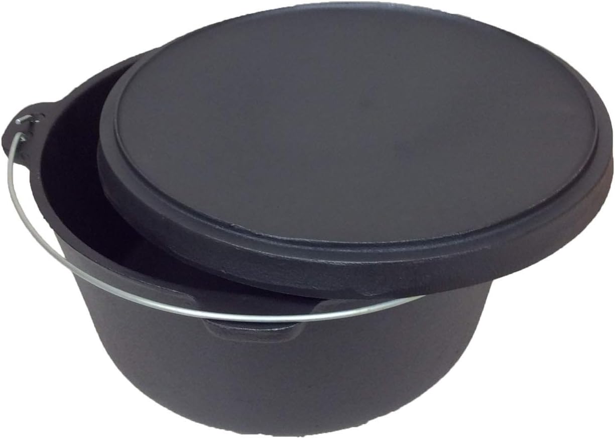 Cuisiland Pre-seasoned 16 Quart Cast Iron Dutch Oven with 3 legs and Lip Lid