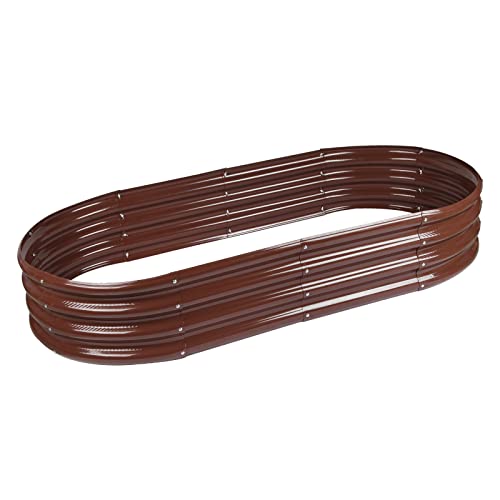 Raised Garden Bed Galvanized Planter Box Outdoor, 5ft Oval Large Rot-Resistant Metal Garden Bed Planter for Vegetables Flower Herb (Silver)