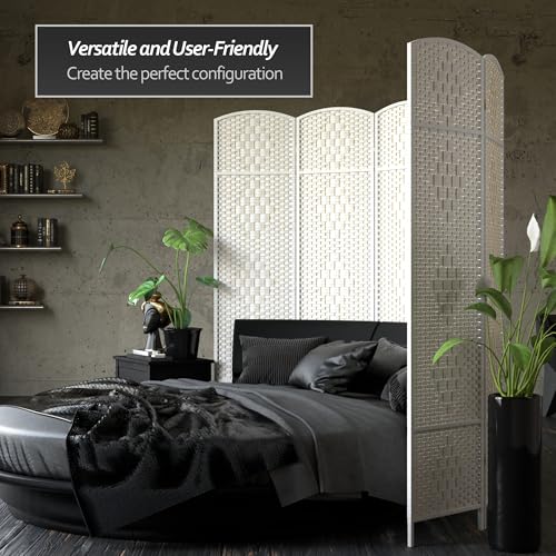 Red Lantern 7 ft. Tall Diamond Weave Dark Beige-6 Panels Room Divider