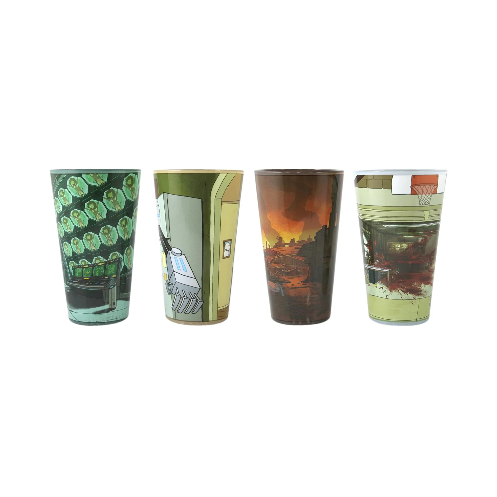Official Licensed Rick and Morty Multicolored  Set of 4 Adult Swim Tumbler Glass, 16 oz