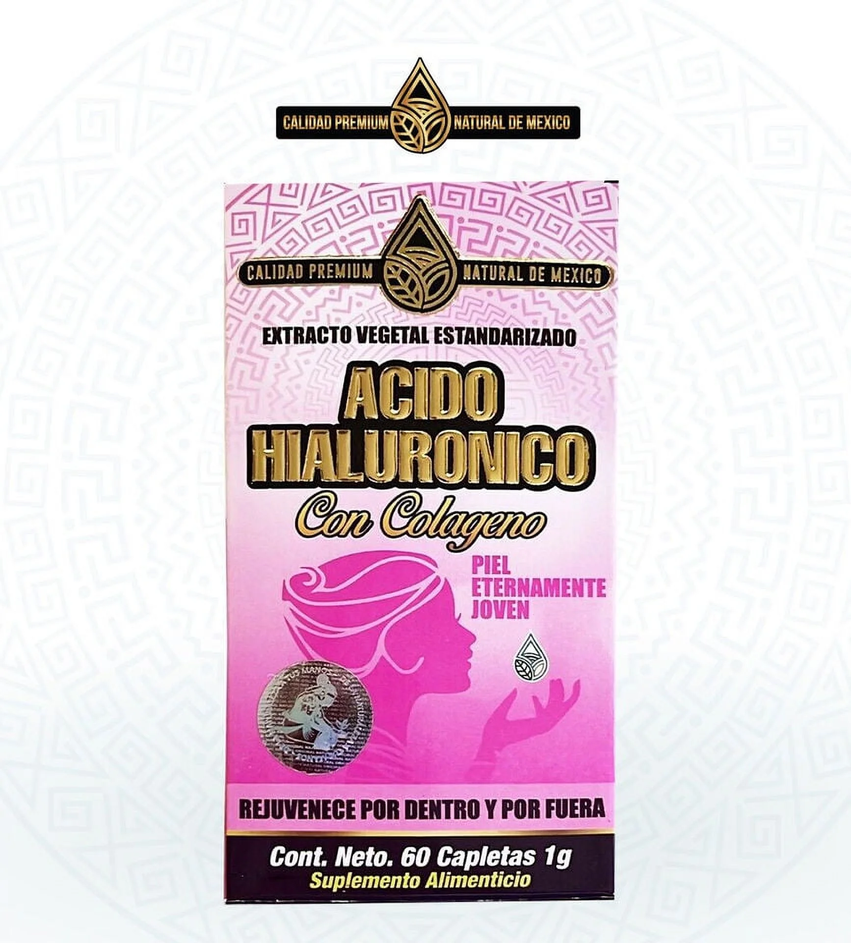 Acido Hialuronico con Colageno - Hyaluronic Acid with Collagen 60 Caplets