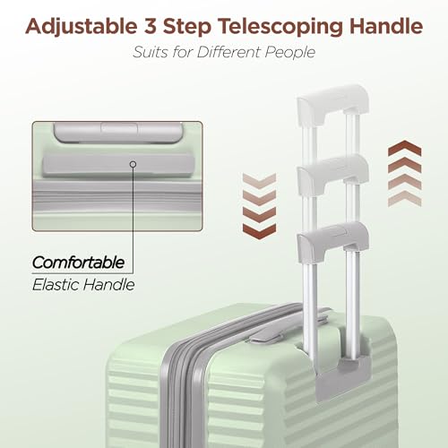 SHOWKOO Luggage Sets 3 Piece Hardside Expandable Suitcase with Double Spinner Wheels Tsa Lock, (Beige White, 5 piece set)