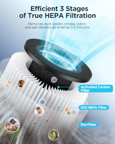 MOOKA Air Purifiers for Home Large Room up to 1076 ft², H13 True HEPA Air Filter Cleaner, Odor Eliminator, Remove Smoke Dust Pollen Pet Dander, Night Light(Available for California)