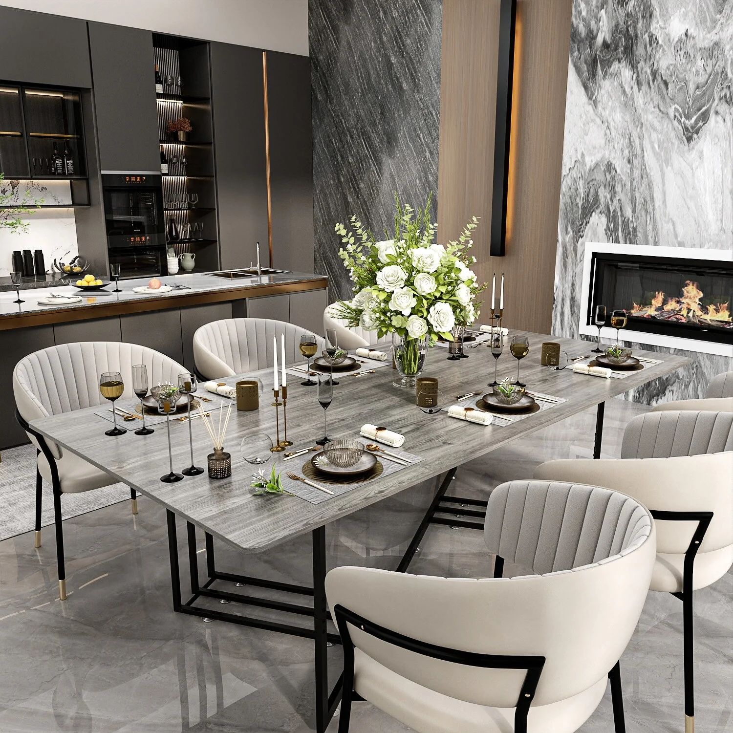 FUFU&GAGA Ding Woring Desk Conference Table 94.4