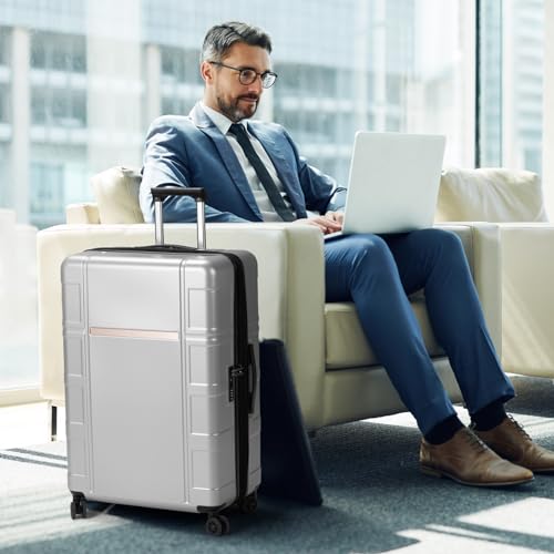 Karl home Luggage Expandable 3 Piece Set Suitcase PC+ABS Hard-Sell with TSA Lock Spinner Wheels 20in 24in 28in Travel Rolling Carry on Woman/Men Rose Gold