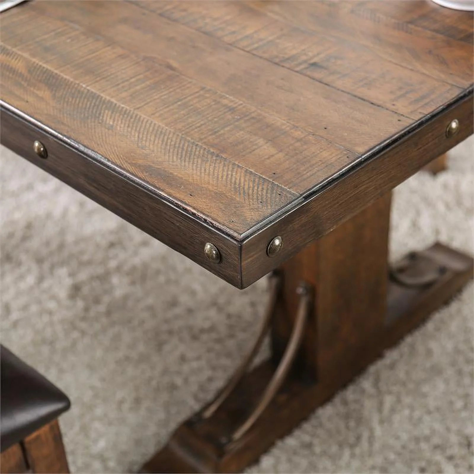 Furniture of America Arlyne Solid Wood Rectangle Dining Table in Rustic Walnut