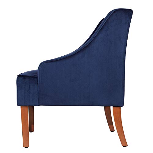 HomePop Velvet Swoop Arm Accent Chair, Suri Blue