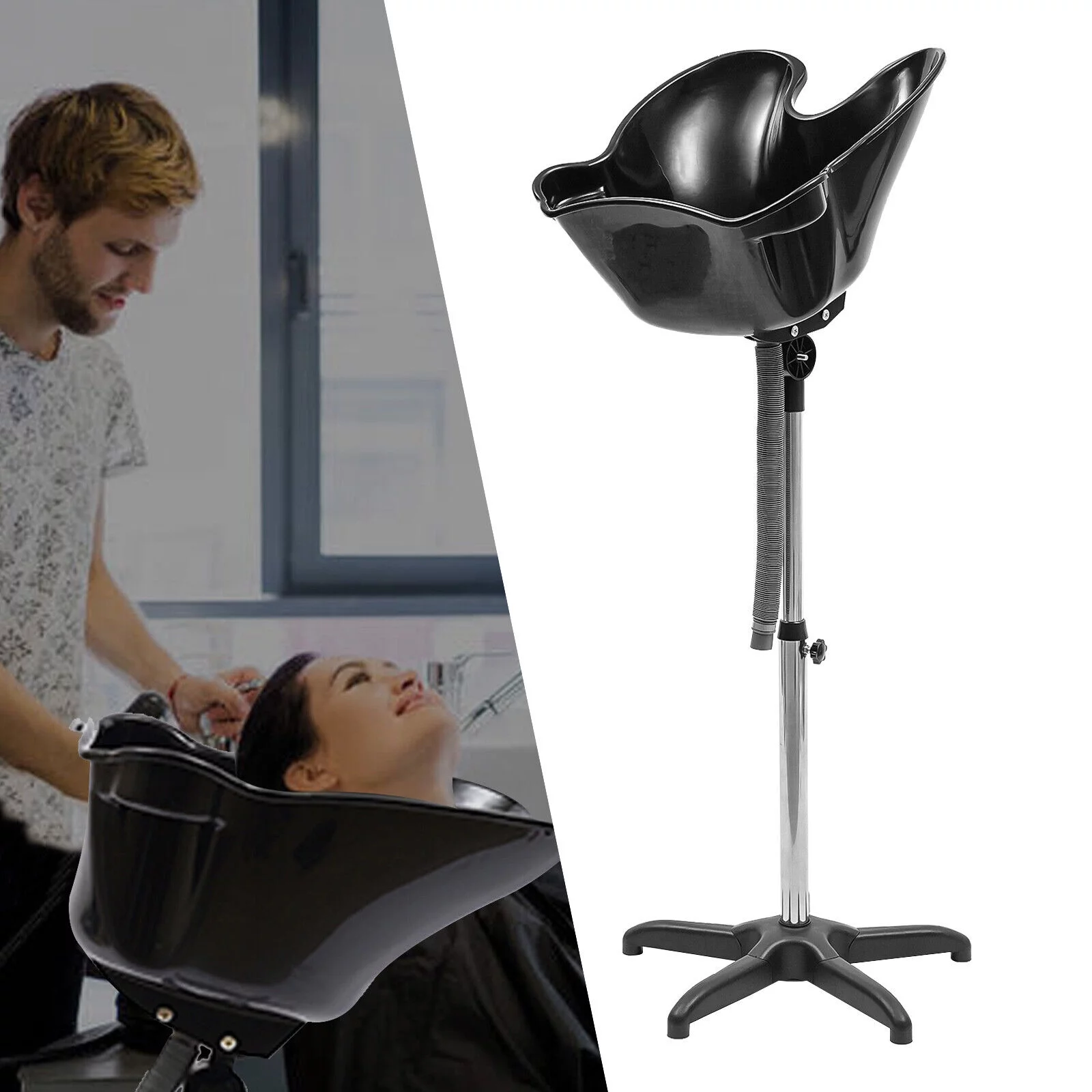 ZhdnBhnos Portable Shampoo Bowl Deep Basin Height Adjustable Barber Shop Beauty Salon Hair Wash Tub Sink