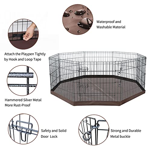 NEZUC Foldable Metal Dog Exercise Playpen Gate Fence Dog Crate 8 Panels 24 Inch Height Puppy Kennels with Top Cover for Animals Outdoor Indoor (with top Cover, 8 Panels 24
