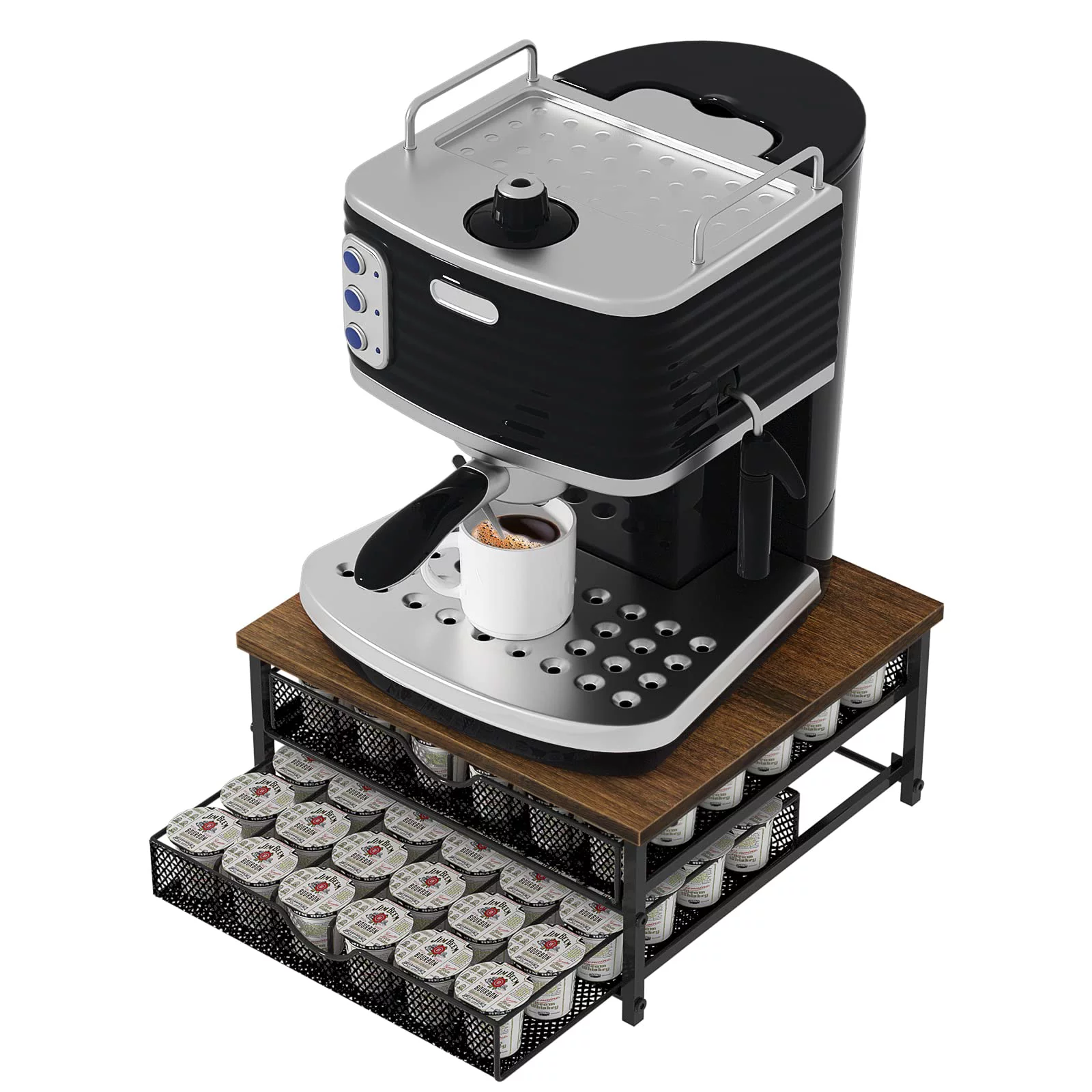 2-Layer Storage Drawer K Cup Holder ,72 Capacity Capsule Pods Storage Organizer. Black