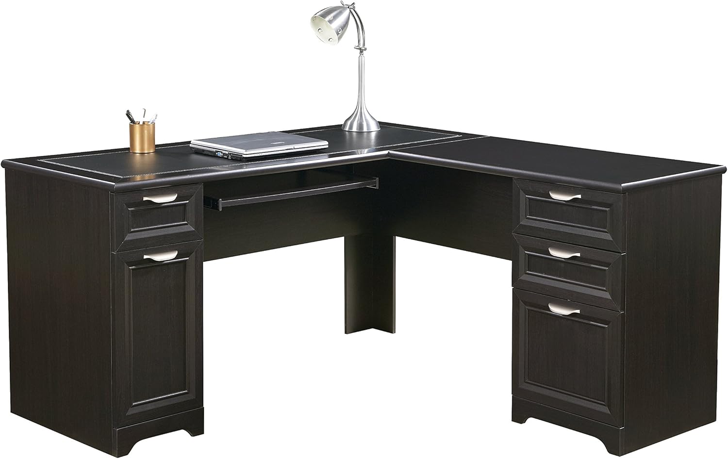 Realspace Magellan L-Shaped Desk, 30H x 58 3/4W x 18 3/4D, Espresso