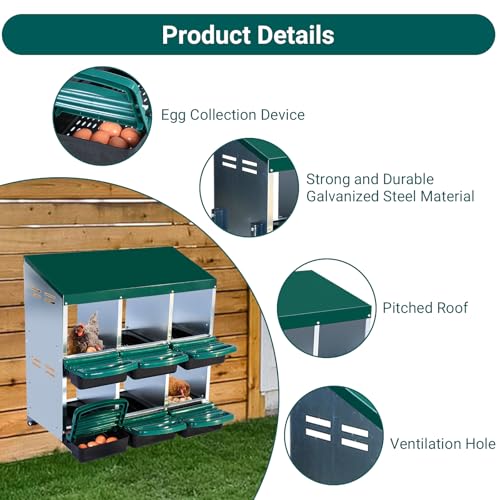Chicken Nesting Box, 10 Hole 2 Layer Hen Nest Box with Legs, Roll Away Eggs Laying Boxes,Cleanable Pull Out Hen Roosting Boxes