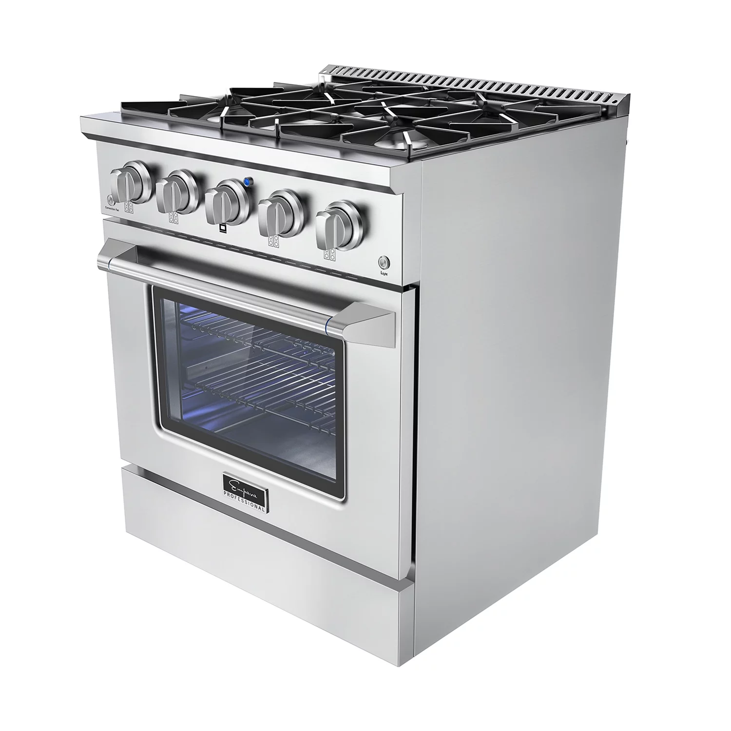 Empava 30 in. 4.2 cu. ft. Pro-Style Slide-In Single Oven Gas Range with 4 Sealed Ultra High-Low Burners - Heavy Duty Continuous Grates in Stainless Steel