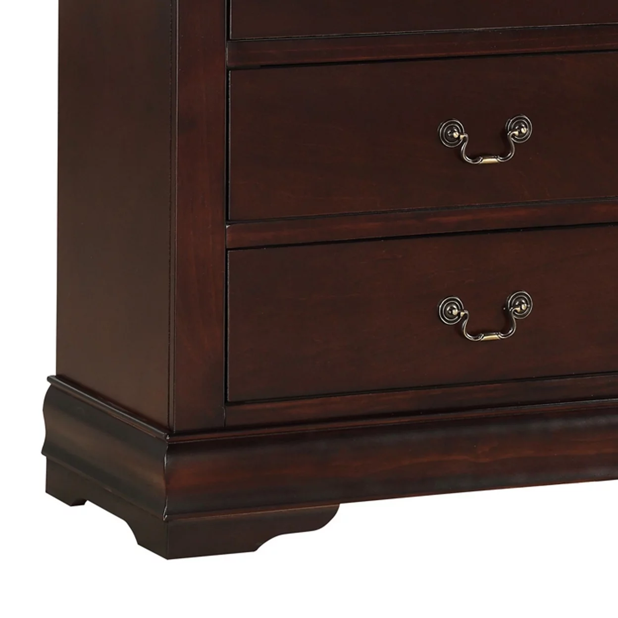 Ryla 48 Inch Tall Dresser Chest, 5 Drawers, Metal Handles, Solid Brown Wood