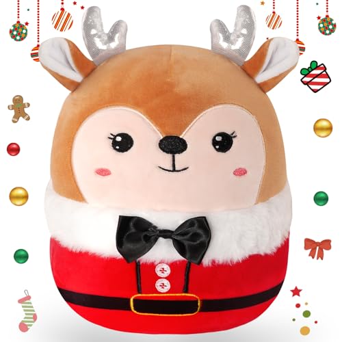 Christmas Stuffed Animals Plush Toys - 10 Inch Soft and Hugging Deer Stuffed Animal Plushes for Kids, Girls & Boys - Ideal 2025 Collectible Toys Holiday Home Decorations