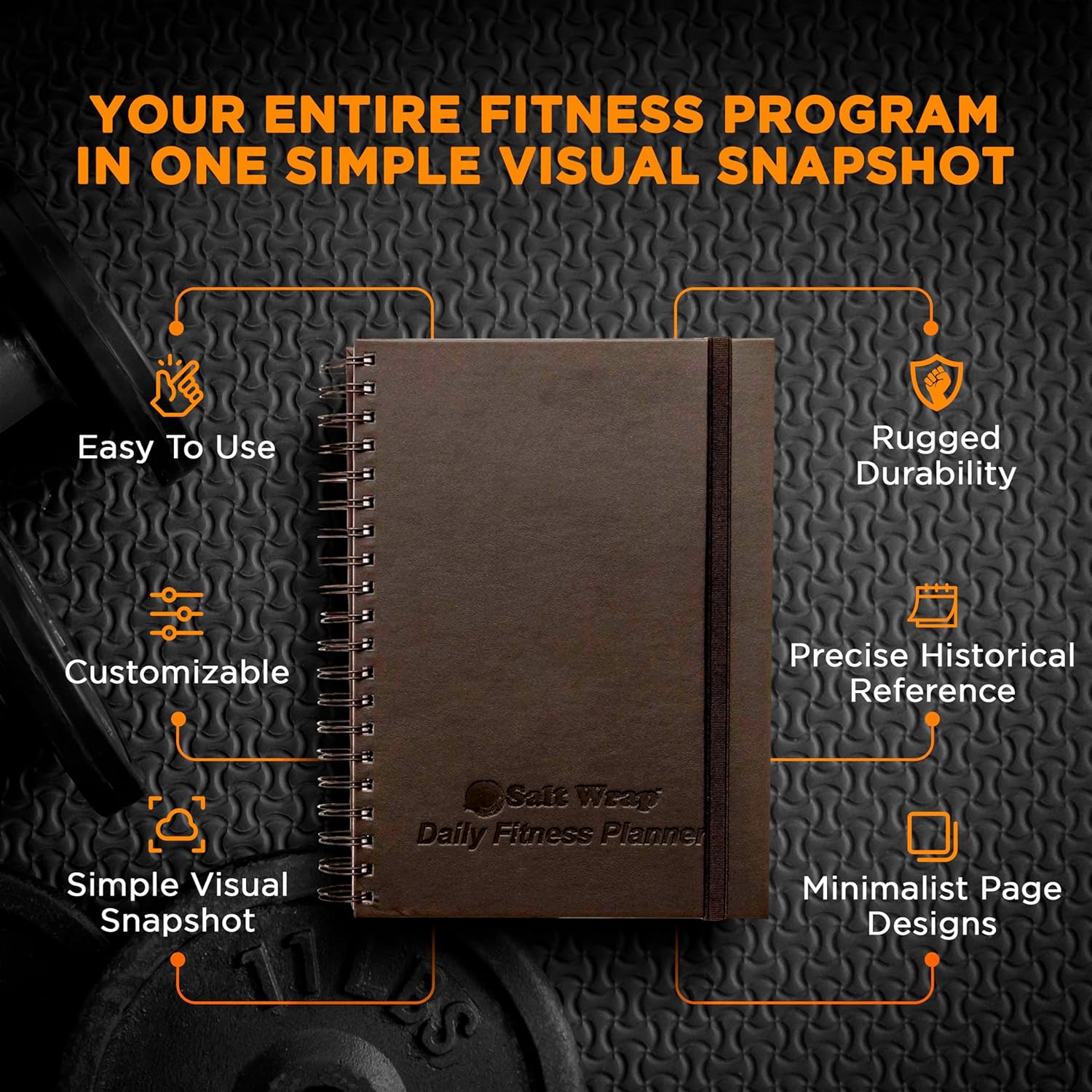 SaltWrap Daily Fitness Planner – Workout Planner & Log Book – Exercise Gym Notebook – Wellness, Health, Nutrition, and Food Plan Tracker – Weight Loss Goal Tracking (Daily + Weekly)