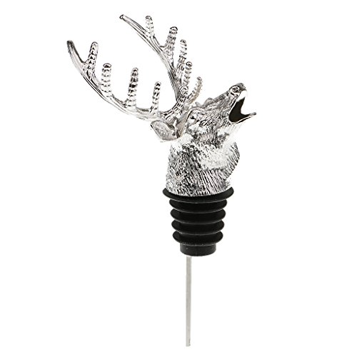 misppro Deer Stag Head Wine Pourer Stopper - Unique Design Champagne Sealer Aerator for Wine Liquor Bottles - 3 x 6 x 2.4 Inch