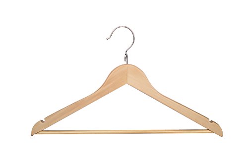 Proman Products KSA9030 Kascade Wooden Hangers 50 Pack, Unique Ring Design, Space Saving Pants Clothes Hanger with Pants Bar and Shoulder Notches, Natural