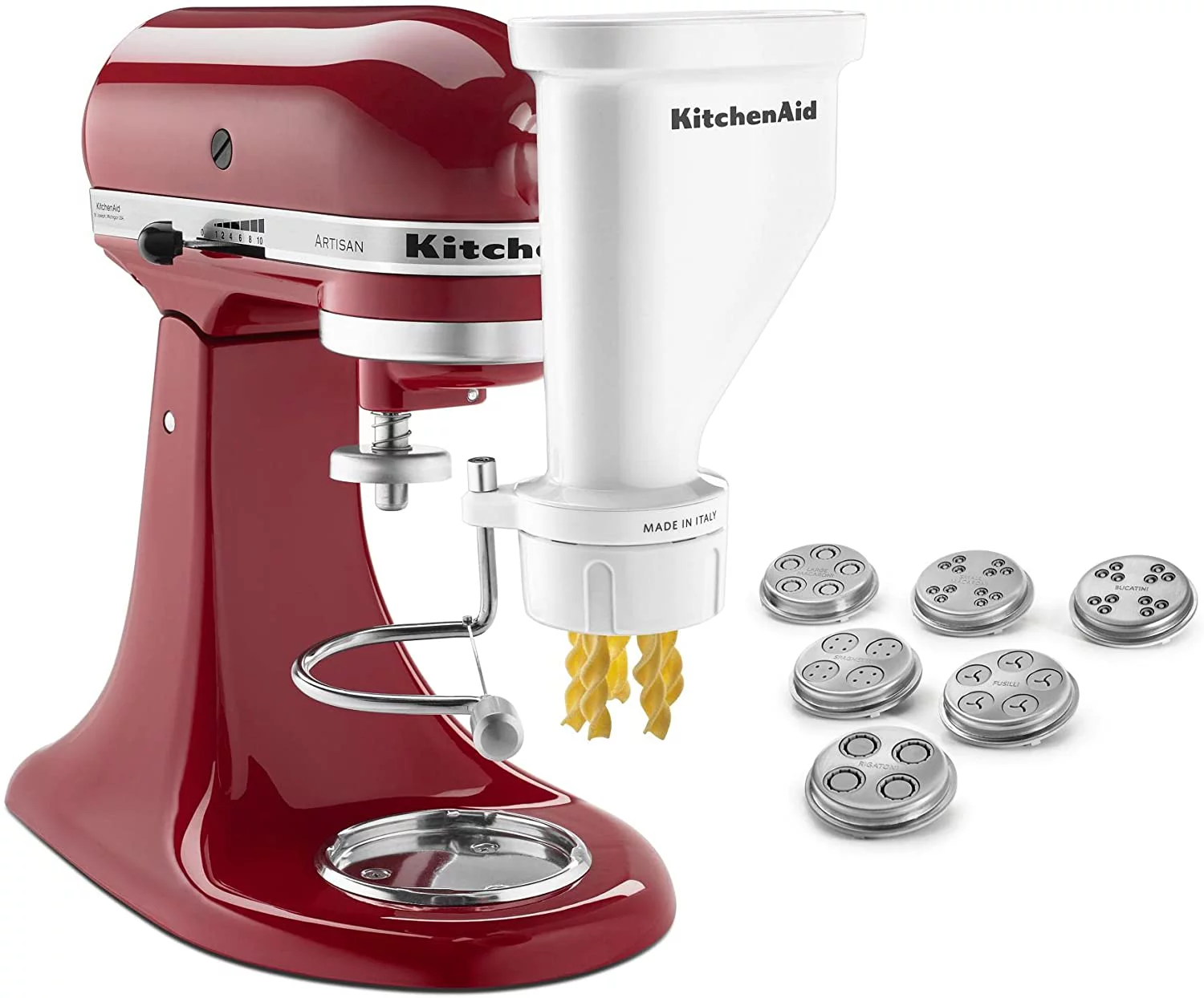 Excellent KitchenAid KSMPEXTA Gourmet Pasta Press Attachment with 6 Interchangeable Pasta Plates  White