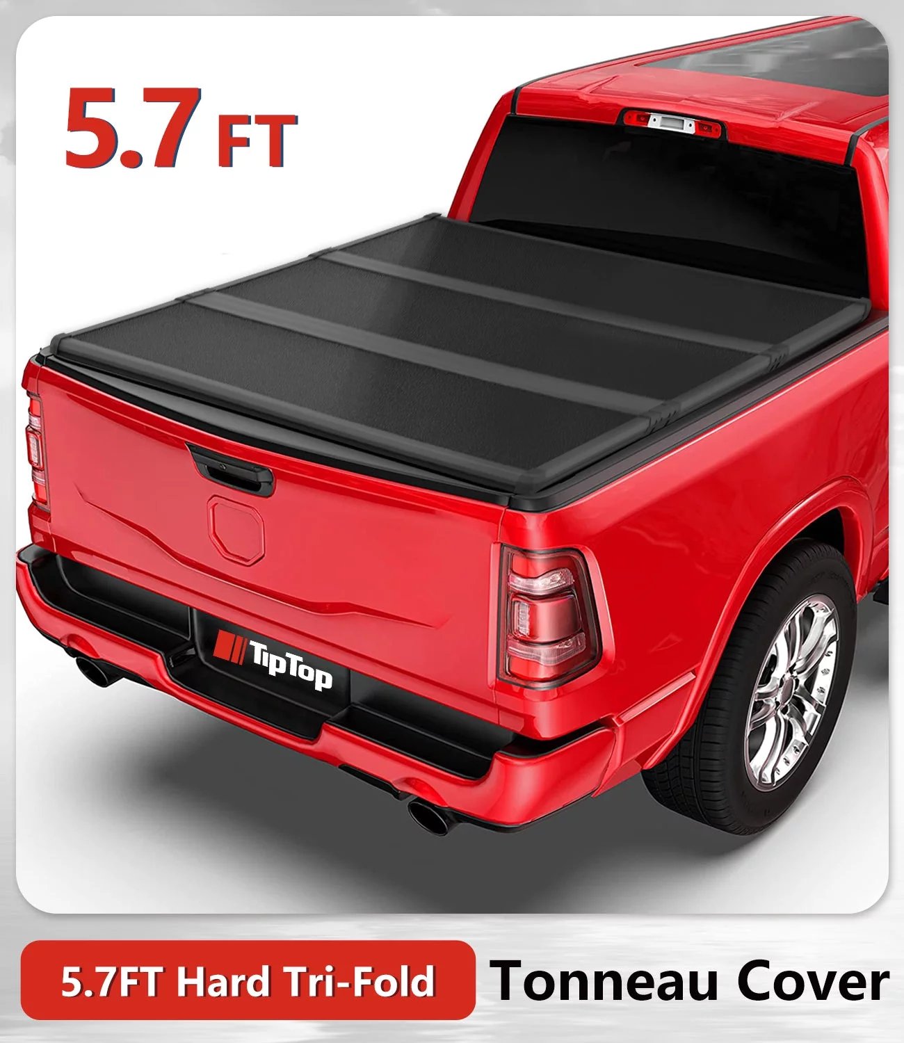 TIPTOP Tri-Fold Hard Tonneau Cover Truck Bed FRP On Top For 2009-2023 Ram1500 with 5'7