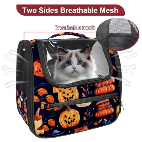 Halloween Pumpkin Pet Carrier Airline Approved Pet Carrier Bag Dog Carrier for Small Medium Cats Dogs Puppies Kitten