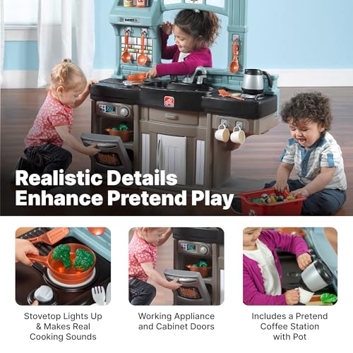 Step2 Best Chefs Kids Kitchen Playset, Indoor/Outdoor Kitchenette, Interactive Play with Lights and Sounds, Made of Durable Plastic, Includes 25 Piece Toy Accessories, For Toddlers 2+ Years Old