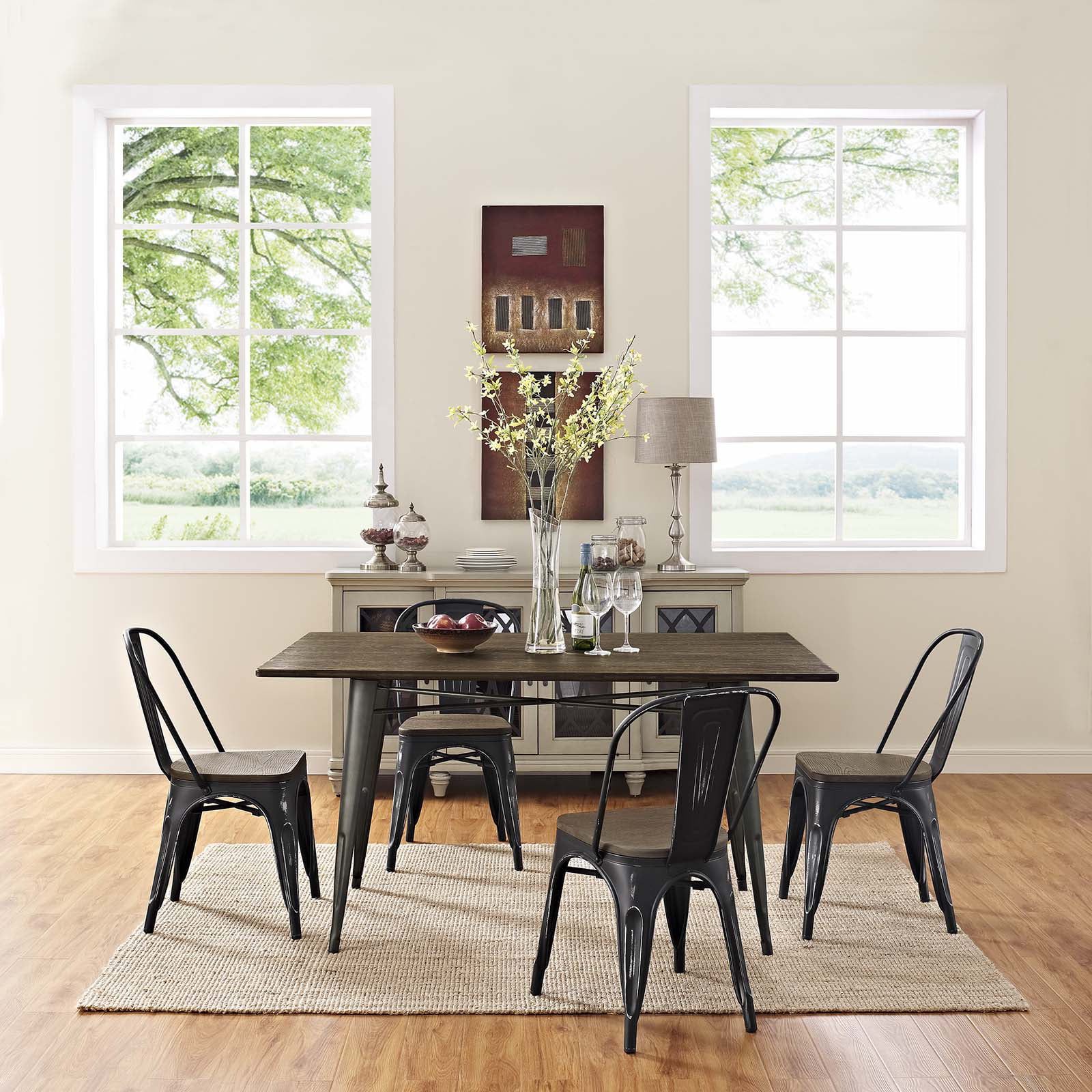 Modway Promenade Bamboo Dining Side Chair, Set of 4, Multiple Colors