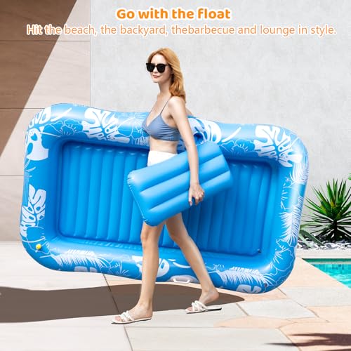 Inflatable Tanning Pool Lounger Float with Sprinkler, 77