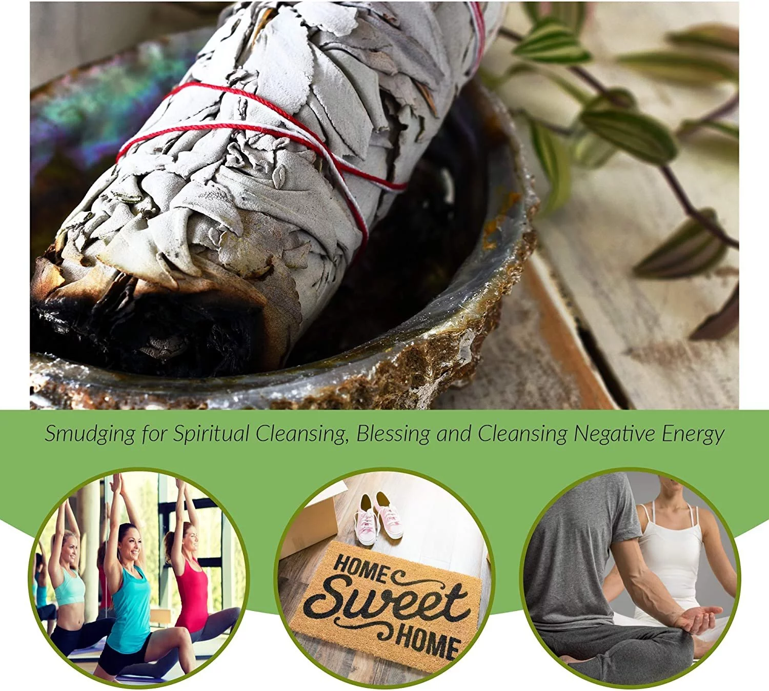 HIPFREE Smudge Kit White Sage Cedar Flower Sage Yerba Santa Palo Santo Home Cleansing Blessing Serenity