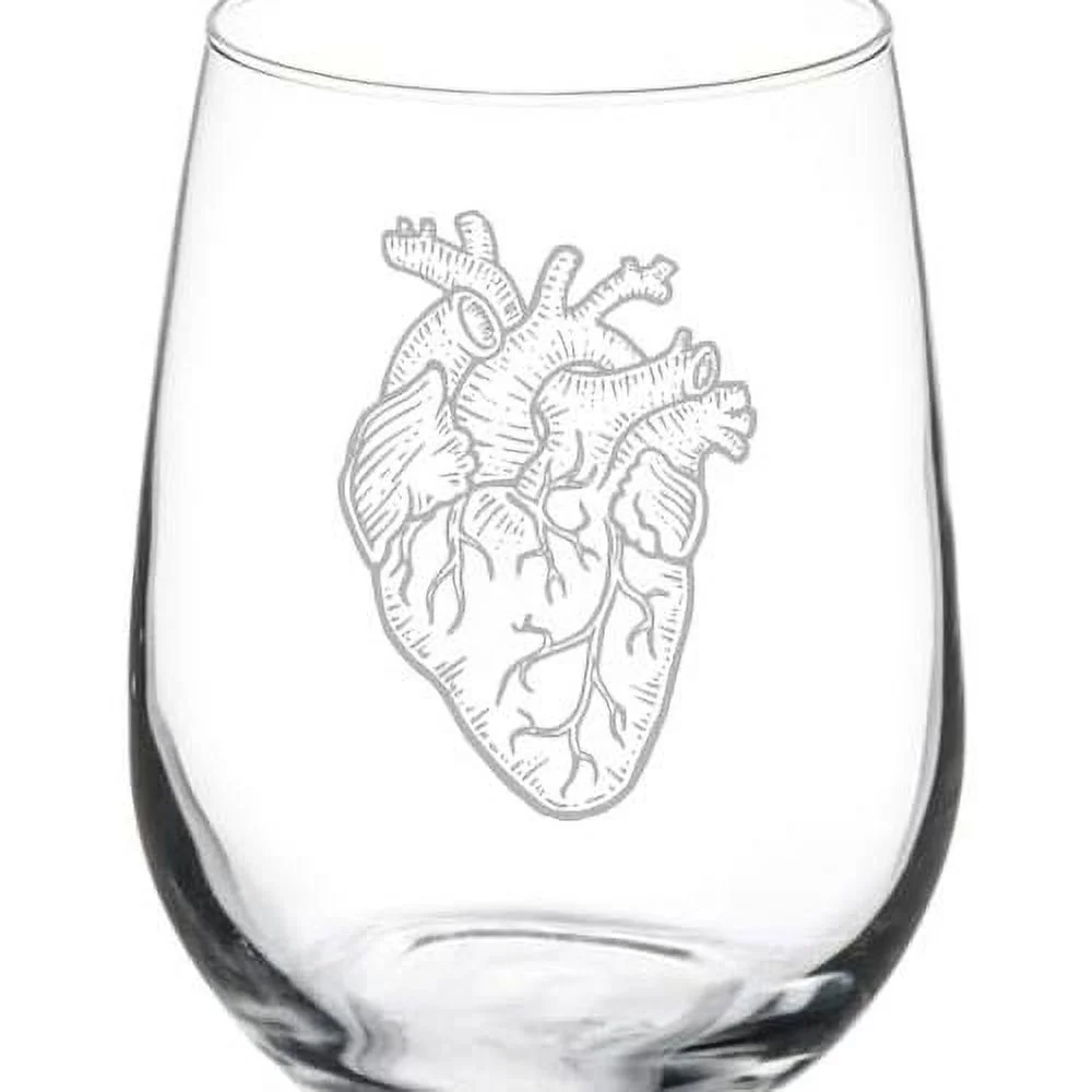 Wine Glass Goblet Anatomical Heart (17 Oz Stemless)