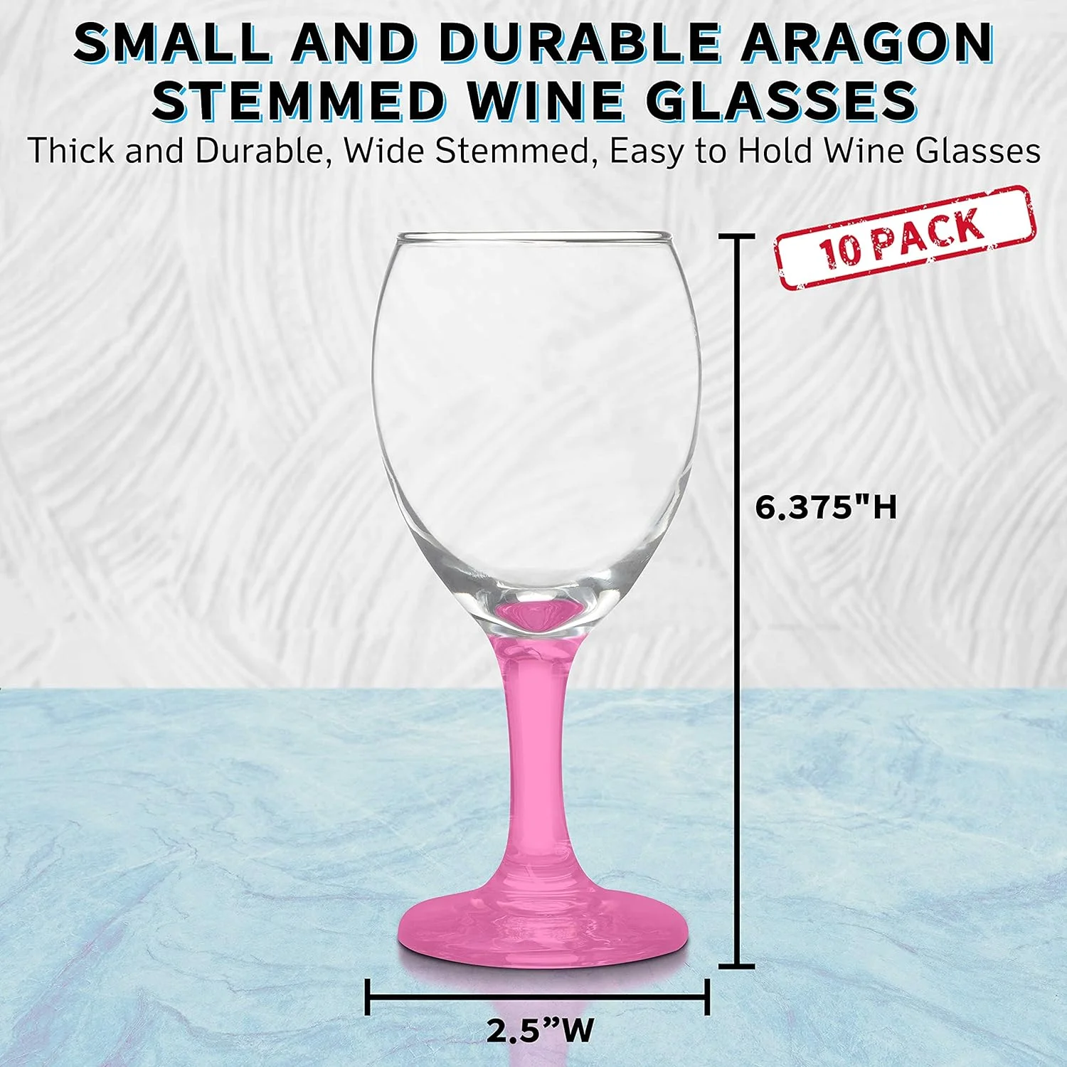 10 Aragon Wine Glasses Set, 8.5 Oz. - High Standard, Made -