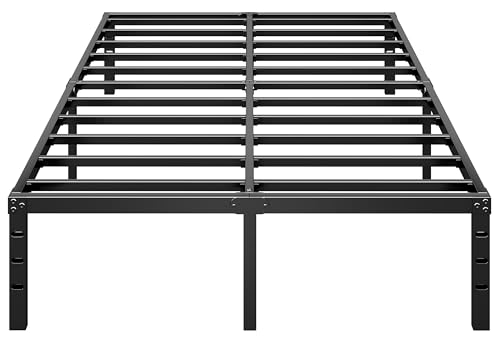 Metal Platform Bed Frame 18 Inch Tall,No Box Spring Needed,Twin Size Bed with Heavy Duty Strong Support Slats,Easy to Assemble,Black