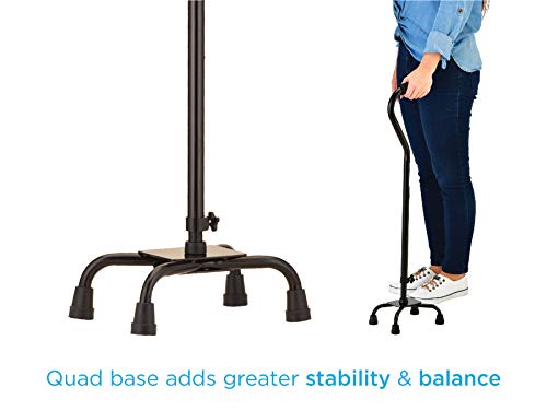 NOVA Medical Quad Cane- Large Base with Offset Silver
