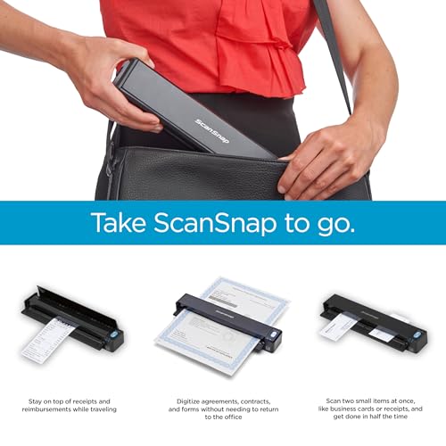 ScanSnap iX100 Wireless Mobile Portable Scanner for Mac or PC, Black