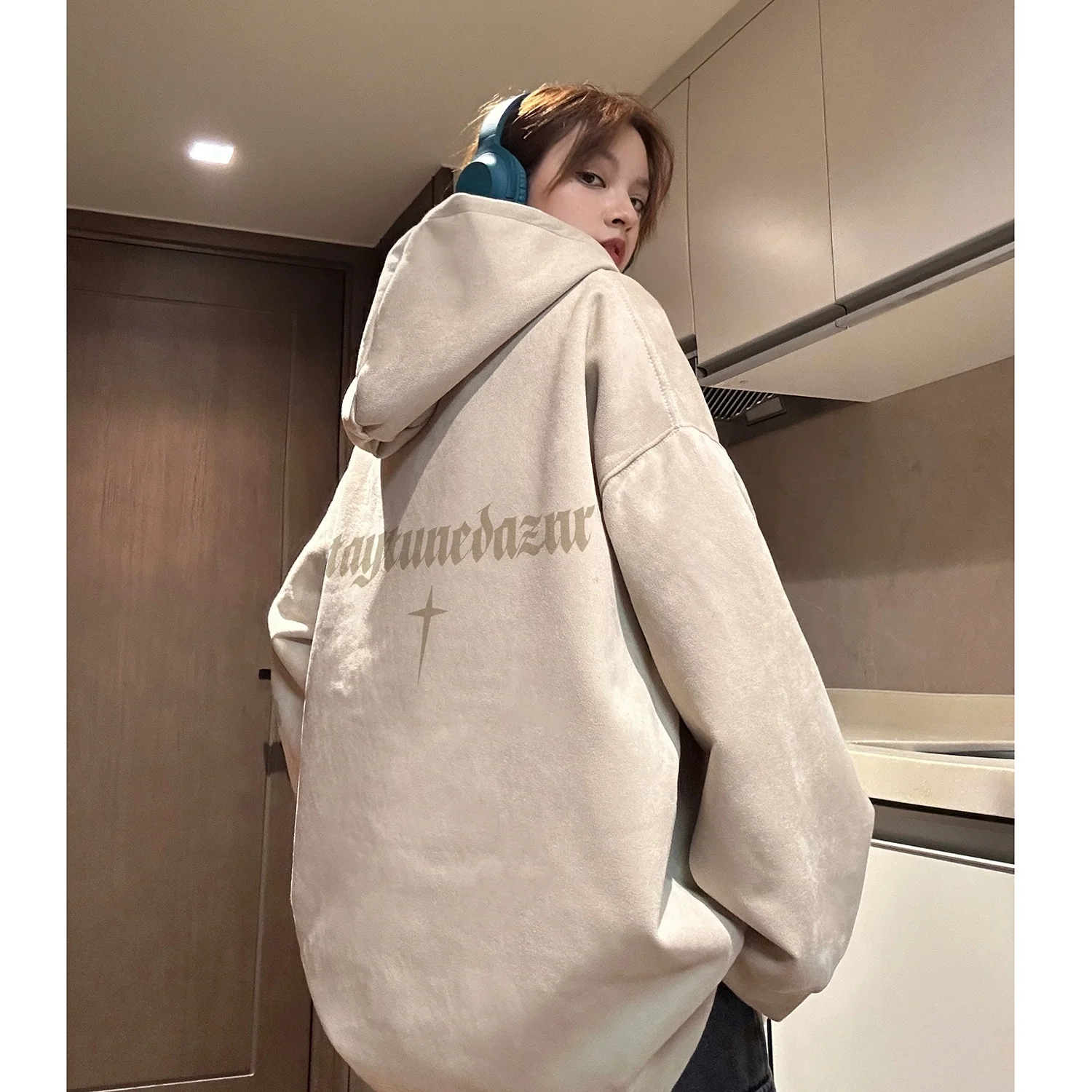 Spring Suede Hoodie Couple'S Hooded Sweatshirt Black 3Xl