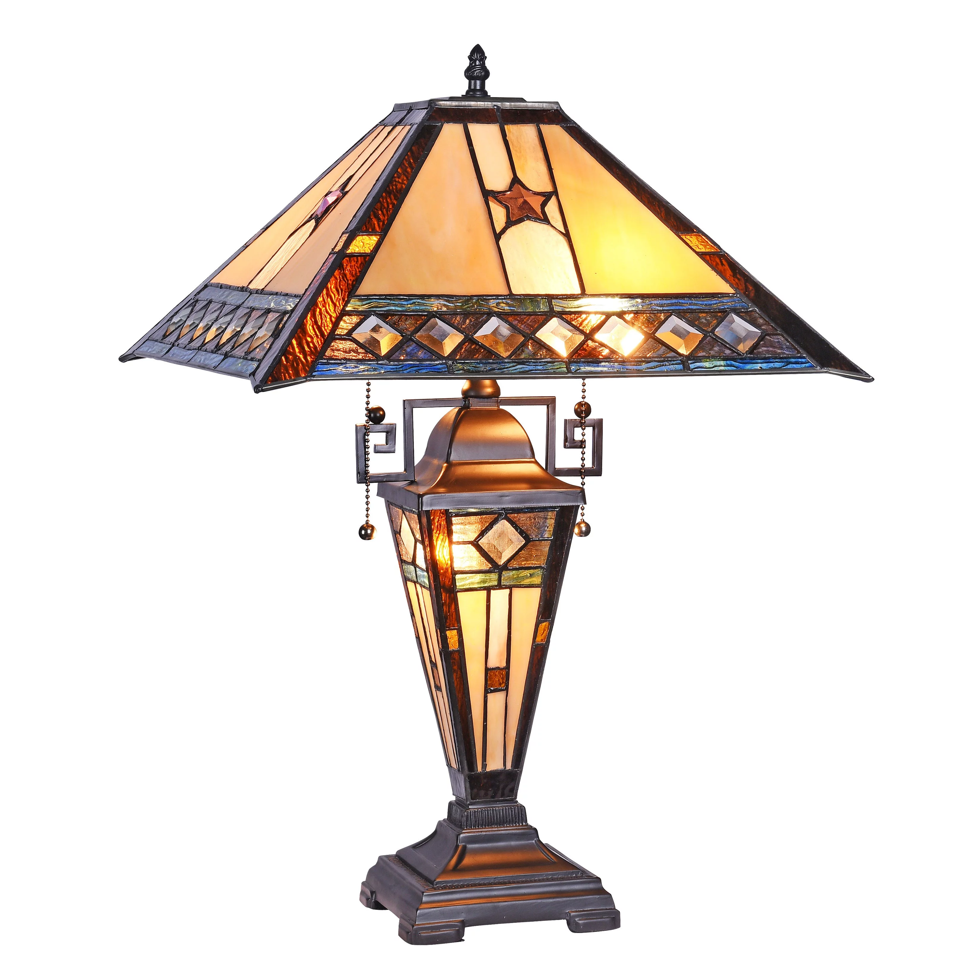 RADIANCE Goods Tiffany-Style 1 Light Double Lit Table Lamp 16