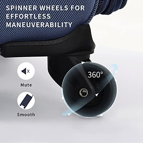 Merax Suitcase Set Softside 3-Piece Expandable Luggage with TSA Lock Spinner Wheels Lightweight Upright Luggage with Travel Bag(22/26/30 IN, Deep Blue)