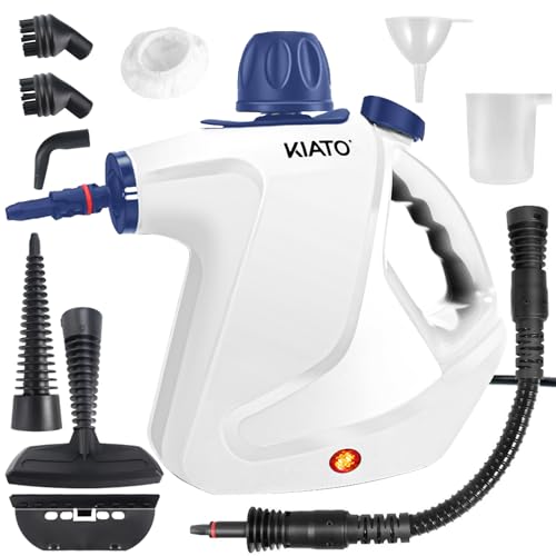 Kiato Handheld Steam Cleaner, 10 in 1 Handheld Steamer for Cleaning, Upholstery Steam Cleaner for Surface Cleaning Home, Sofa, Car, Office (White)